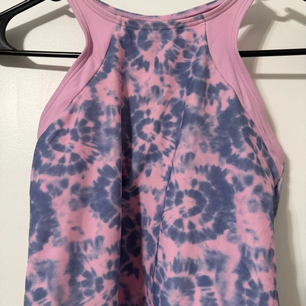Athleta Girl Free Spirit Tankini Top Size Medium 8-10 Pink And Blue